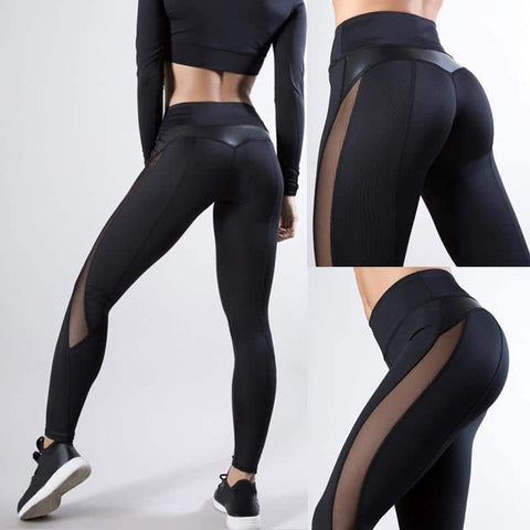 High Waist Side Mesh Heart Booty Yoga Leggings