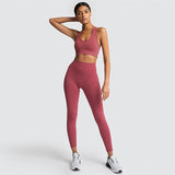 2PC Seamless Yoga Bra + High-Waisted Leggings Set