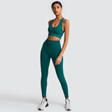 2PC Seamless Yoga Bra + High-Waisted Leggings Set