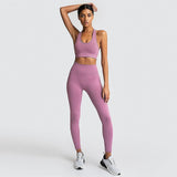 2PC Seamless Yoga Bra + High-Waisted Leggings Set