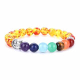 Natural Stone Rainbow Buddha Bracelet